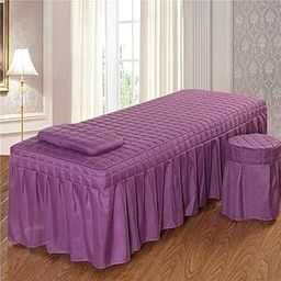 UJEAVETTE SPA Massage Table Linen Set Bed Skirt Pillow Case Stool Cover Purple-S-image-90