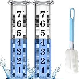 Rain Gauge Replacement Tube, Accurate Rain Gauge Outdoors Best Rated,7" Capacity Rain Gauge Tube Replacement for Yard &,Garden,Water Gauge for Rain,2 Plastic Rainfall Meter Tube with 1 Clean Brush-13