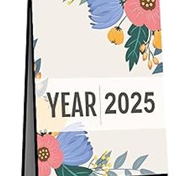ShopMantra Table Top Desk Standing Calendar 2025 | Desk Calendar 2025 | Table Calendar 2025 | Home and Office Calendar 2025 | Colorful Flower Pattern Standing Calendar 2025 (Size 5.5" x 9" Inch)-picture-25