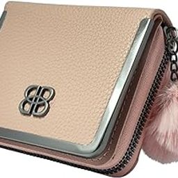 VEMILIO Vegan Leather Mini Wallet for Women – Compact Wallet with Zipper Coin Pocket, Magnetic Closure & Transparent ID Holder | Stylish Party Clutch for Girls (Pink)-image-54