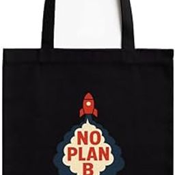 No Plan B Black Cotton Tote Bag with Zipper | A4 Size Printed Pocket | Motivational Hustle Quote Print | 16x14 inch Reusable Bag for Study, Office, Gym-image-26