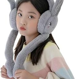 w+ Women Winter Plush Soft Winter Movable Bunny Earmuff (Grey, Free SIze)-picture-5