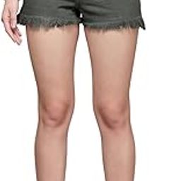 Dyed/Washed Women Dark Green Denim Shorts-image-38