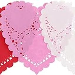 HOLIDYOYO 300sheets Mini Heart Doilies Paper for Weddings Valentine Day Showers Colorful Food-grade Decorative Coaster Cake Mat White Red Pink-image-23