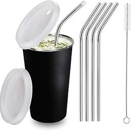 KIDINGTON Stainless Steel Sippy Cup with Gum Protection for Kids/Sipper Glass with No Spill Lid and Straw1 Piece, 370 ml (Black)-image-7