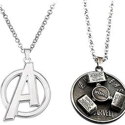 Silver Metal Logo A Shaped Symbol of Heroism Pendant and Superhero Character Accessory Locket with Length Adjustable Silver Chain for Boys and Girls - Pack of 2 Pendants (C-1133)-image-78
