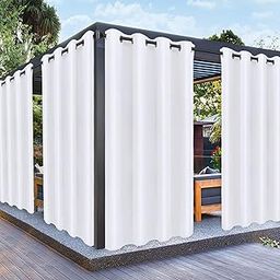 PureFit Outdoor Curtains for Patio Waterproof – Weatherproof, UV and Fade Resistant Outside Curtains for Gazebo, Front Porch, Pergola, Sun Blocking Privacy Curtain, 52 x 95 inch, Set of 2, White-image-60