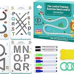 RATAVA Reusable Magic Tracing Workbook for Kids (Ages 3–8) |Practice Letters, Numbers, Shapes & Lines with Disappearing Ink |Preschool Handwriting & Pen Control Learning Book(64 Page,3 Pen,1 Eraser)-image-15