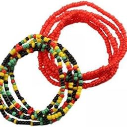 6x2Pcs Waist Bead Chains Bohemian Belly Bead Body Chain for Summer Party Women Colorful+Red-image-1