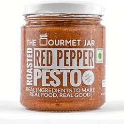 The Gourmet Jar Roasted Red Pepper Pesto 190g| 100% Natural, No Preservatives, No Artificial Colors, No Artificial Flavouring agents| Vegan| Keto-friendly| Slow roasted Red Bell Peppers| Chironji seeds| Use it in a pasta, as a dip or a spread to pair with your snacks| Pack of 1-image-97