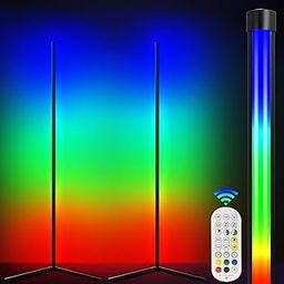 LOOKMINT LED Corner Floor Lamp, 165cm Dimmable Modern RGB Color Changing Smart Lamp with Remote Control, 16 Million DIY Colors, Music Sync, Standing Lamp Mood Light for Living Room Bedroom Gaming-34