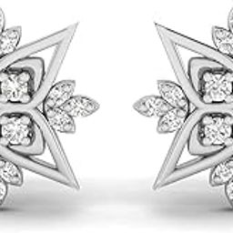 18k (750) White Gold and Diamond Stud Earrings for Women-image-40