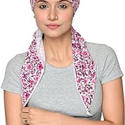 Women Bamboo Viscose Printed Pre-Tie Scarf for Chemo Hair Loss Women Free Size-18