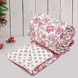 COZY FURNISH Super Soft Brushed Microfiber Cotton Double Dohar 84X96(Inches) Flannel Dohar Throws for Bed,AC Dohar,Lahariya Fabric Edging/Piping Bed Dohar, Pink-picture-18
