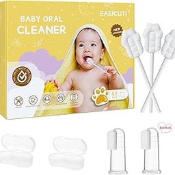 EASICUTI Upgrade Baby Tongue Cleaner, 52PCS Newborn Baby Toothbrush, Baby Oral Cleaner, Disposable Infant Toothbrush Baby Mouth Cleaner, Gum Cleaner Stick Dental Care for 0-36M+ 2 Finger Toothbrush-image-68
