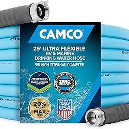 Camco EVOFlex 25-Ft RV Drinking Water Hose - Features Extra Flexible Design w/Stainless Steel Strain Relief Ends - Lead-Free, BPA-Free and Phthalate-Free - 5/8” Inside Diameter (22591)-picture-11