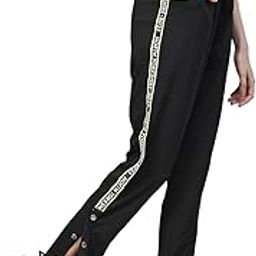 Women's Cotton Blend Regular Fit Side Button Track Pants-image-49