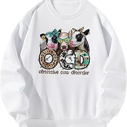 Sweatshirt Tops Round Neck Printed Pullover for Trekking Hiking Camping L White | Clothing Shoes & Accessories | Womens Clothing | Sweats & Hoodies-image-60