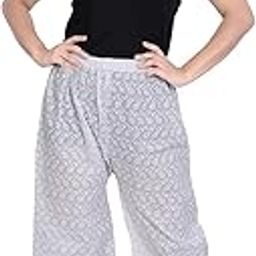 Women's Cotton Chikankari Embroidered Palazzo (White, Regular)-image-4
