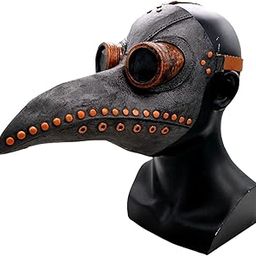 Doctor Bird Face Cover with Long Nose Beak Halloween Costume Props for Men Women Halloween Face Cover (Grey Beak)-image-47