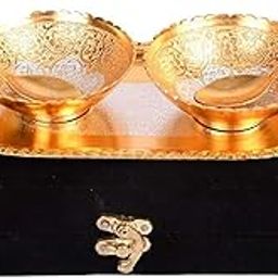 Piepot | Gold-Silver Plated German Silver Bowl Set | Pack of 5 pc | Black Velvet Box | Serveware for Dry Fruits, Sweets Etc-image-38
