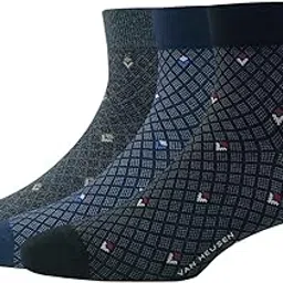 van heusen Men's Cotton Quarter Length Socks (Pack of 3) Anthra Melange, Navy, Black-picture-27
