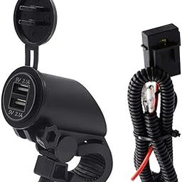 EN-VOLANT Dual USB Phone GPS Charger with Blue LED Ring for Motorcycle 22mm Handlebar-4