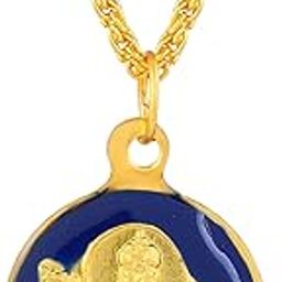 Gold Plated Blue Enamel Energized Sri Bajrang Bali Hanuman with OM (AUM) on Reverse Two Sided Pendant Locket Necklace Religious Jewellery For Men/Women-image-91