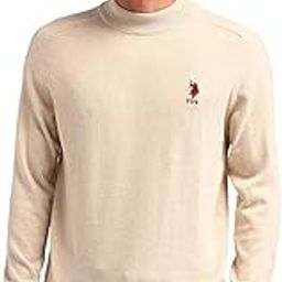 Mens Blue Heathered Mock NeckLong SleeveCasual Cotton Regular Fit Sweater-image-77