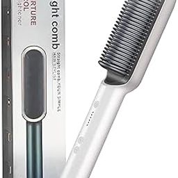 Hair Straightener Brush for Women - 2in1 Ceramic Fast Hair Straightening Comb Electric Hot Brush - PTC Heating - No Hair Damage - with 5 Temperature, 30s Fast Heating (Multicolored)-image-91