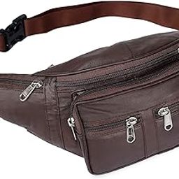 Leather Brown Waist Bag Travel Pouch Passport Holder Fanny Bag (268_Brown)-image-98