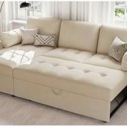 Torque - Cratio 4 Seater L Shape Fabric Sofa Cum Bed with Storage (Beige) | Living Room, Bedroom, Office Furniture-image-23