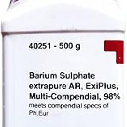 SRL Barium Sulphate extrapure AR, ExiPlus, Multi-Compendial, 98% assay, 500gm, CAS: 7727-43-7, Molecular Formula : BaSO4, Storage: Room Temperature, Shelf Life: 60 Months, for lab and industrial use-23
