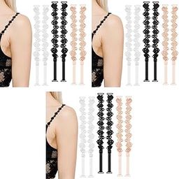 3 Pairs Bra Straps for Women Stretchy Flower Lace Adjustable Slim Underwear Replacement Shoulder Detachable for Strapless Dress Multicolour 3PCS-9