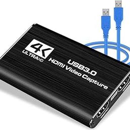Audio Video Capture Card, HDMI USB3.0 4K 1080P 60fps Reliable Portable Video Converter for Game Streaming Live Broadcasts Video Recording (Black)-16