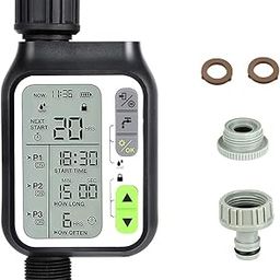 HASTHIP® Drip Irrigation Timer for Garden Farm, Irrigation Water Timer with Rainy Sensor + Multi Programs Automatic Watering System, Waterproof Digital Irrigation Timer System for Lawns-0