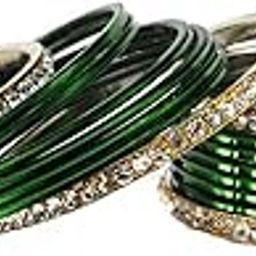 Latest Dark Green Stone Brass Traditional Bangles for Women & Girls -(banx1476)-image-100