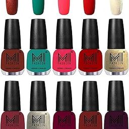 MI Fashion Daily Delight Nail Polish Combo in 10 Classy Shades Metallic Red,Gold,Ginger Rust,Deep Red,Lava Lust,Musky Maroon,Reddish Bronze,Sea Green,Carrot Red,Rouge Red, Creamy Golden (Pack of 10)-image-73