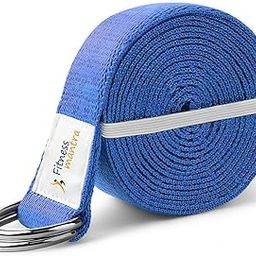Fitness Mantra® 8.5 Feet Premium Cotton Yoga Belt for Women and Men |Adjustable D-Ring Strap for Stretching, Yoga, Pilates, Physical Therapy & Fitness |Durable & Anti-Slip Quality| Blue|-image-17