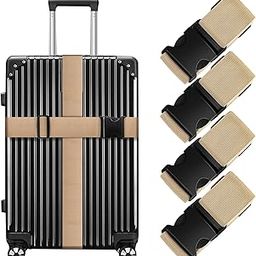 Luggage Straps for Suitcases, Secure Your Belongings, Made Seat Belt Material Size 2" X6.5FT for Trolley Bags, Duffel Bags (4 Pack, Gold)-image-82