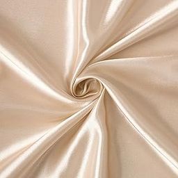 Encasa XO Cream Silky Satin Fabric Material by Meter | 110 Cm Width, Silk & Shiny Fabrics | Fabric for Scrunchies, Dress, Pillowcases, Pajamas, Evening Dress, DIY | (1 Meter), Solid-20