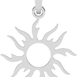 925 Sterling Silver Sun Pendant Necklace for Men & Women | With or Without Chain | Platinum Plated-image-11