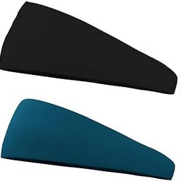 Sports Headbands for Men,Moisture Wicking Workout Headband, Sweatband Headbands for Running,Cycling,Football,Yoga,Hairband for Women and Men (Black, Teal)-image-1