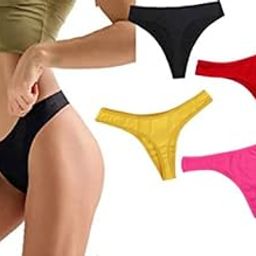 Silverlake Women Cotton Comfortable Fabric Daily Use Regular Wear Mid Rise Thong Panty Pack of 4 (Black Yellow Pink Red)-image-77