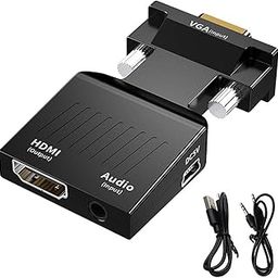 Tobo VGA to HDMI Adapter/Converter with Audio (Old PC to TV/Monitor with HDMI), Male VGA to HDMI Video Adapter for TV, Computer, Projector with Audio, Power CableTD-168TC-23