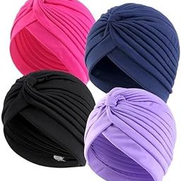Men & Women, Stretch Polyester Pagri Headwear Hair Wrap Turban Hat Chemo Beanie Cap Head Scarf Hijab Silky Turban Hats Boys and Girls-image-81