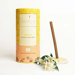 Nirmalaya Premium Jasmine Bamboo-Less Dhoop Sticks | 100% Natural Organic | 40 Sticks with Ceramic Stand | Long-Lasting and Soothing fragrances for Pooja, Meditation, Yoga and Aromatherapy-picture-31