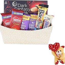 SFU E Com Choco Combo Gift Hamper | Valentine Heart Teddy Bear With Chocolate Combo | Valentine Chocolate Hamper | 257-20