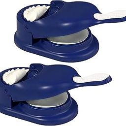 Heart Home Pack of 2 Momo & Gujiya Ghughra Dumbling Pressing Machine | 2 in 1 Plastic Kolukattai Maker Mould for Kitchen | Puri, kolukattai, karjikai & Kadabu Maker Mold | Blue-10