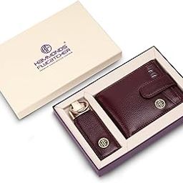 Men's Genuine Leather Wallet Keyring Combo, Valentine's Gift for Boyfriend and Husband, Birthday Gift for Boyfriend, Leather Wallet & Keyring Combo, Brown-image-92